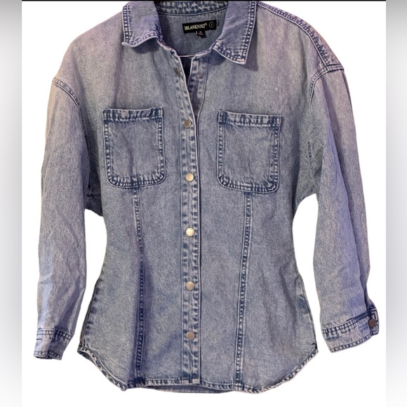 Women's Blank NYC Cinched Denim Shirt Jacket/Shacket - Size S - Picture 1 of 9